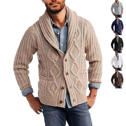 Men's Autumn And Winter Solid Color Long Sleeve Knitted Coat | Nowena
