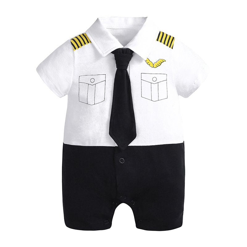 One Casual baby boy romper with Bow Tie Stripe baby boy romper outfit