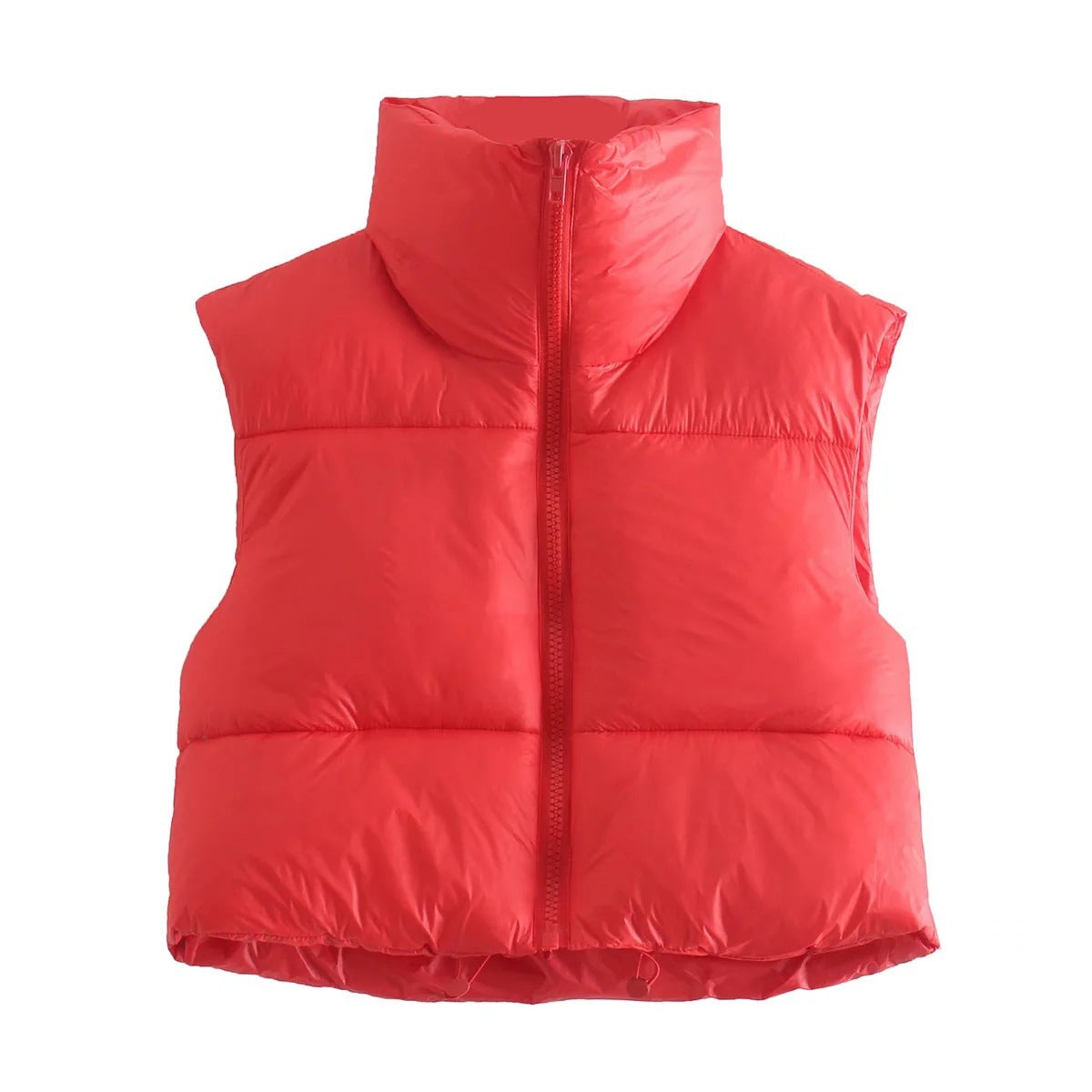 Winter Short Vest For Women Solid Color Zip Sleeveless Lapel Jacket Fashion Bread Coat | Nowena
