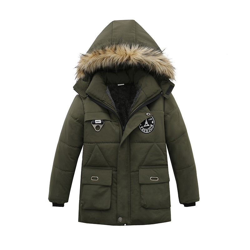 Boys Puffer Jacket Fur Hooded Water Resistant Soft Fleece Lined Padded Winter Coat | Nowena