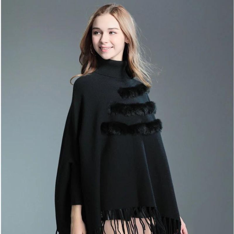 Shawl Knit Sweater Mid-length Turtleneck Sweater