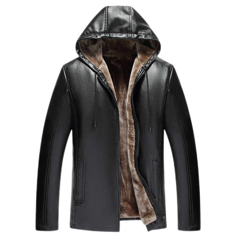 Warm Hooded Thickening Fur Men's Leather Jacket | Nowena