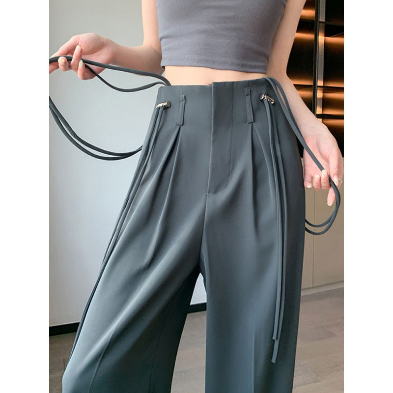 Drawstring Wide-leg Pants Women's Spring And Autumn Draping High-grade Trousers