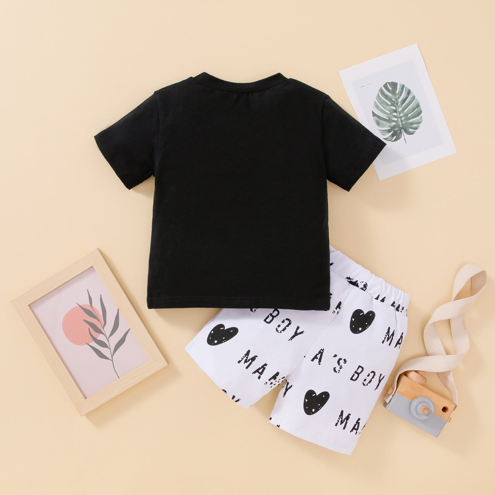 Children's Casual Letter T-shirt Shorts Two-piece Set