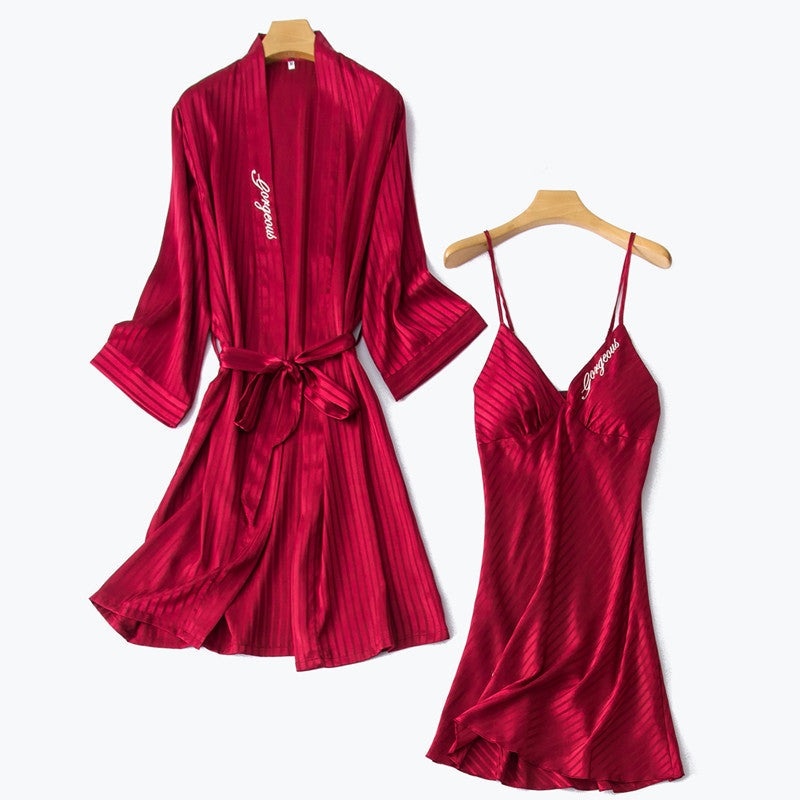 Satin chiffon strap nightgown