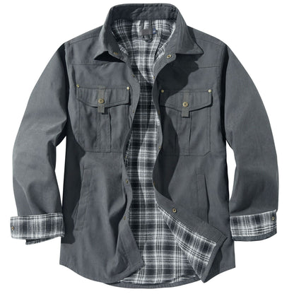Lapel Plaid Flannel Casual Retro Western Style Jacket | Nowena