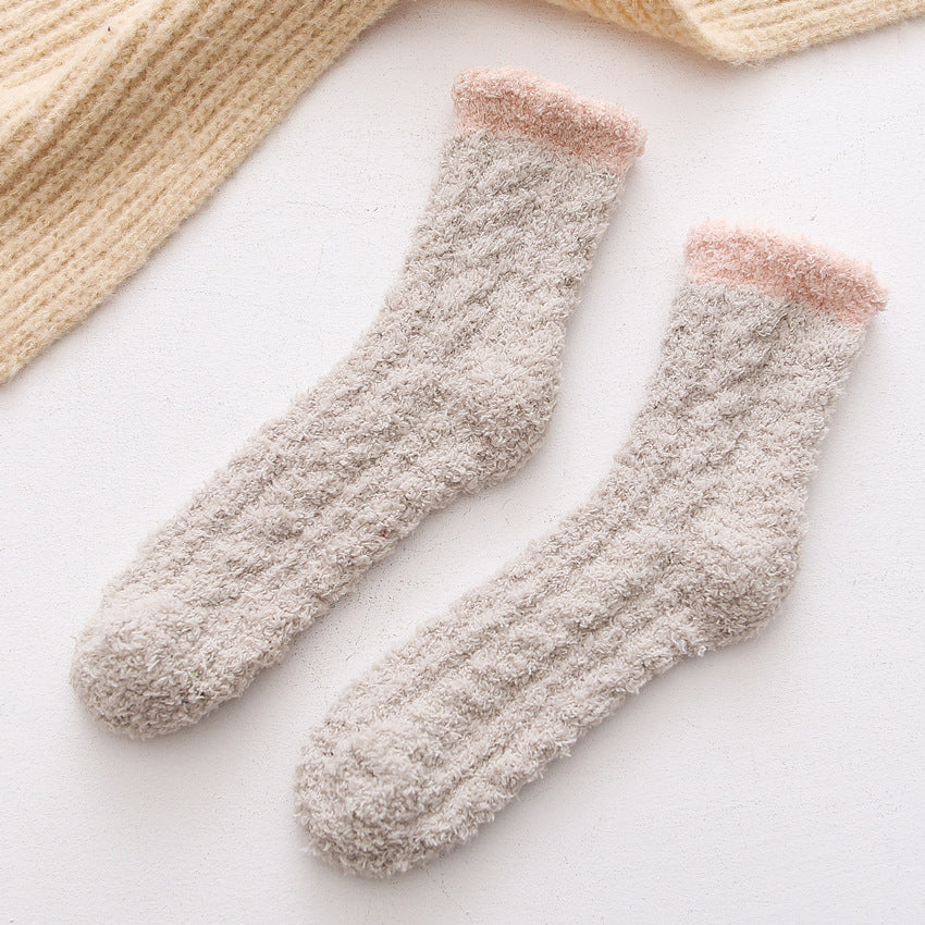 Color Twist Coral Fleece Winter Tube Socks | Nowena