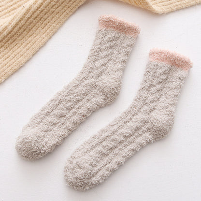 Color Twist Coral Fleece Winter Tube Socks | Nowena
