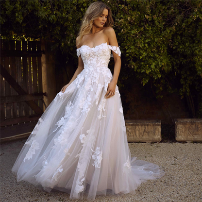 Elegant Off shoulder wedding dress