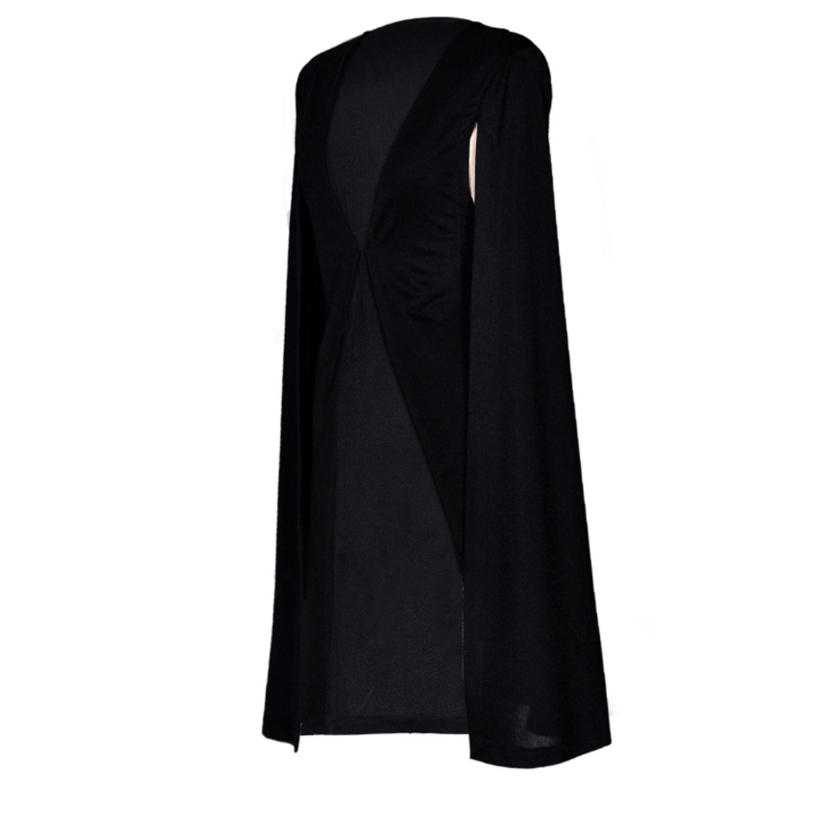Elegant  Women's Solid Color Cloak  Blazer Black