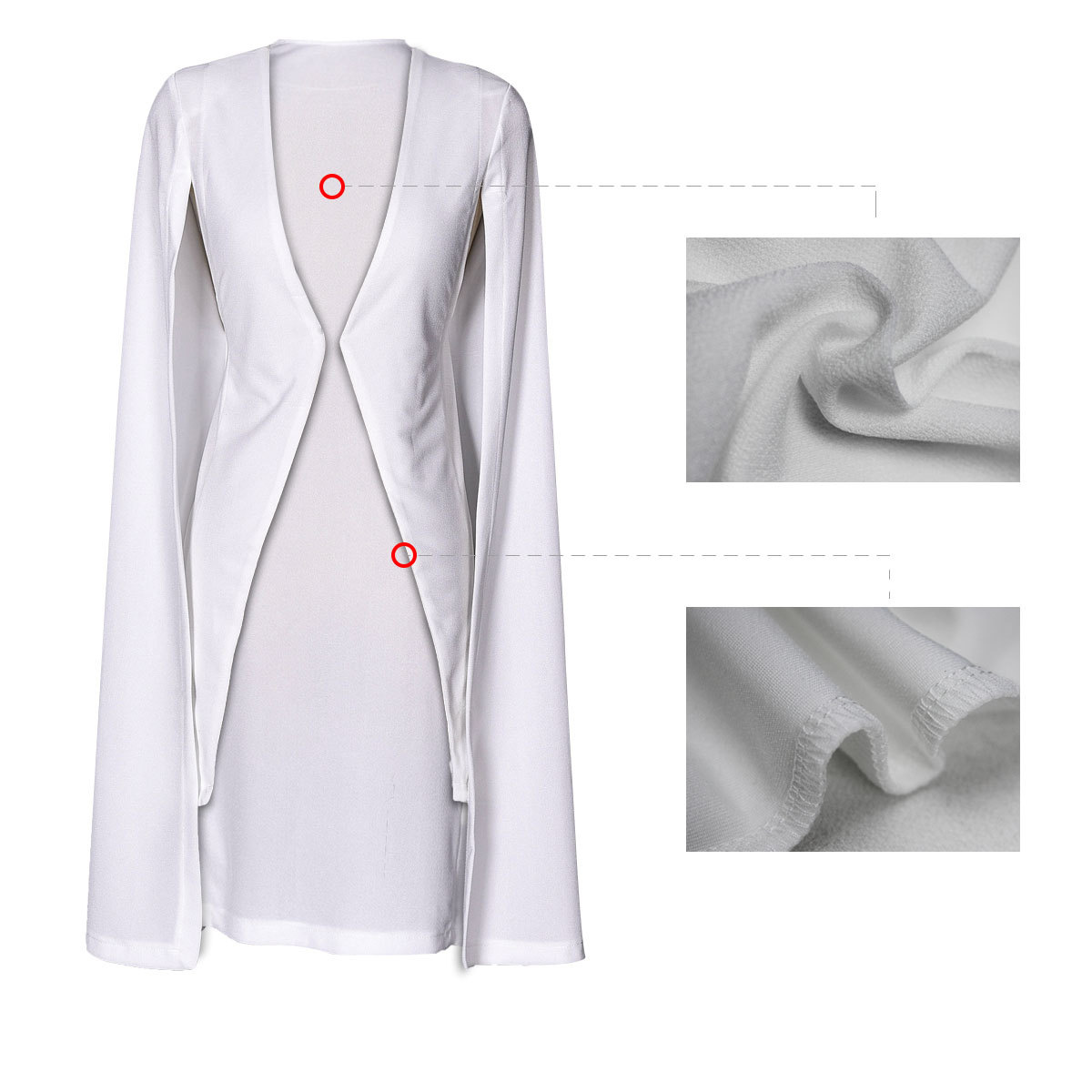 Elegant  Women's Solid Color Cloak  Blazer White