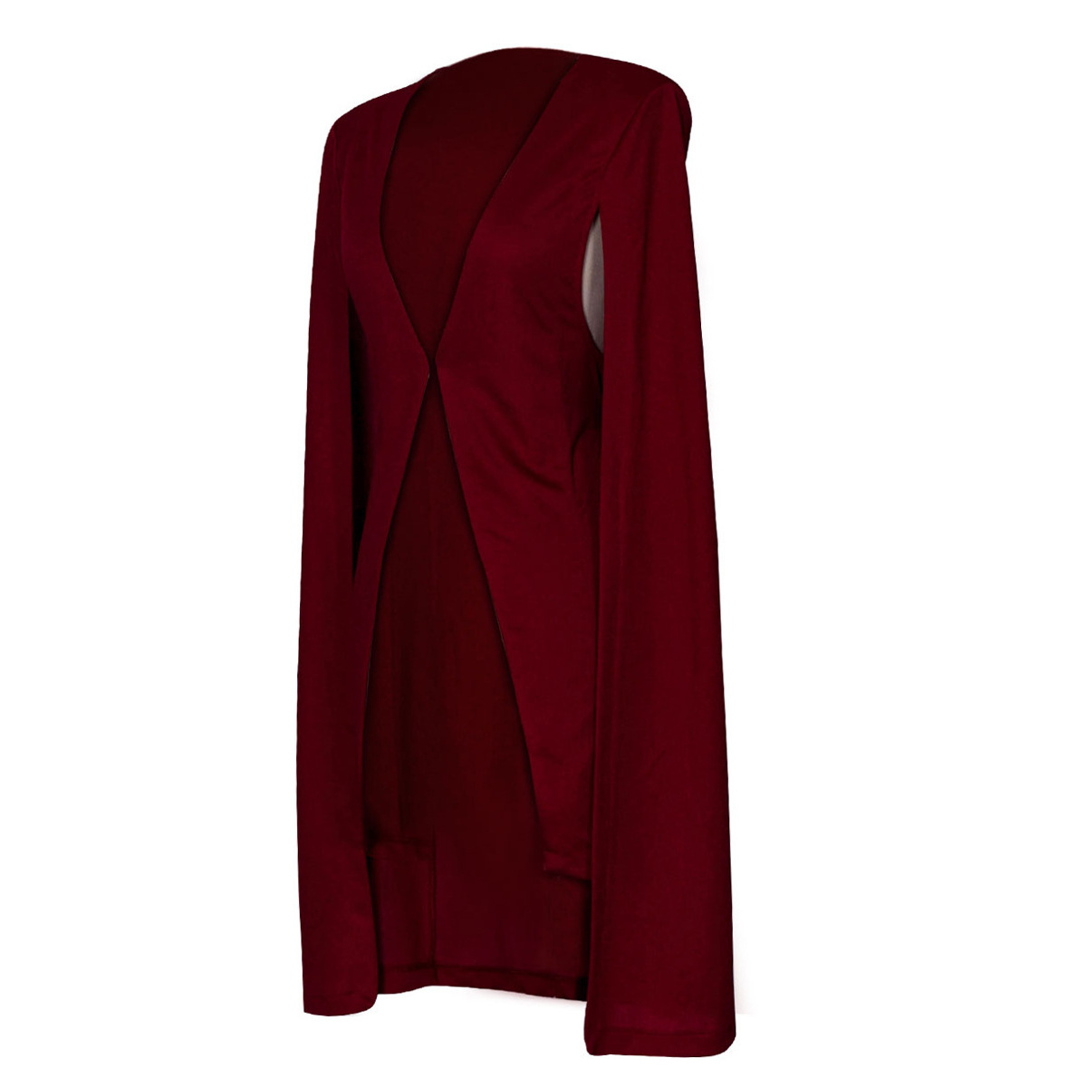 Elegant  Women's Solid Color Cloak  Blazer Red