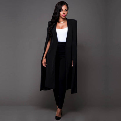 Elegant  Women's Solid Color Cloak  Blazer
