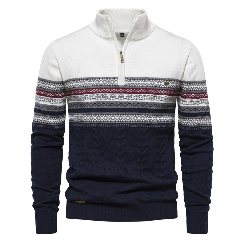 Men's Fashion Stand-up Collar All-match Half Zipper Sweater