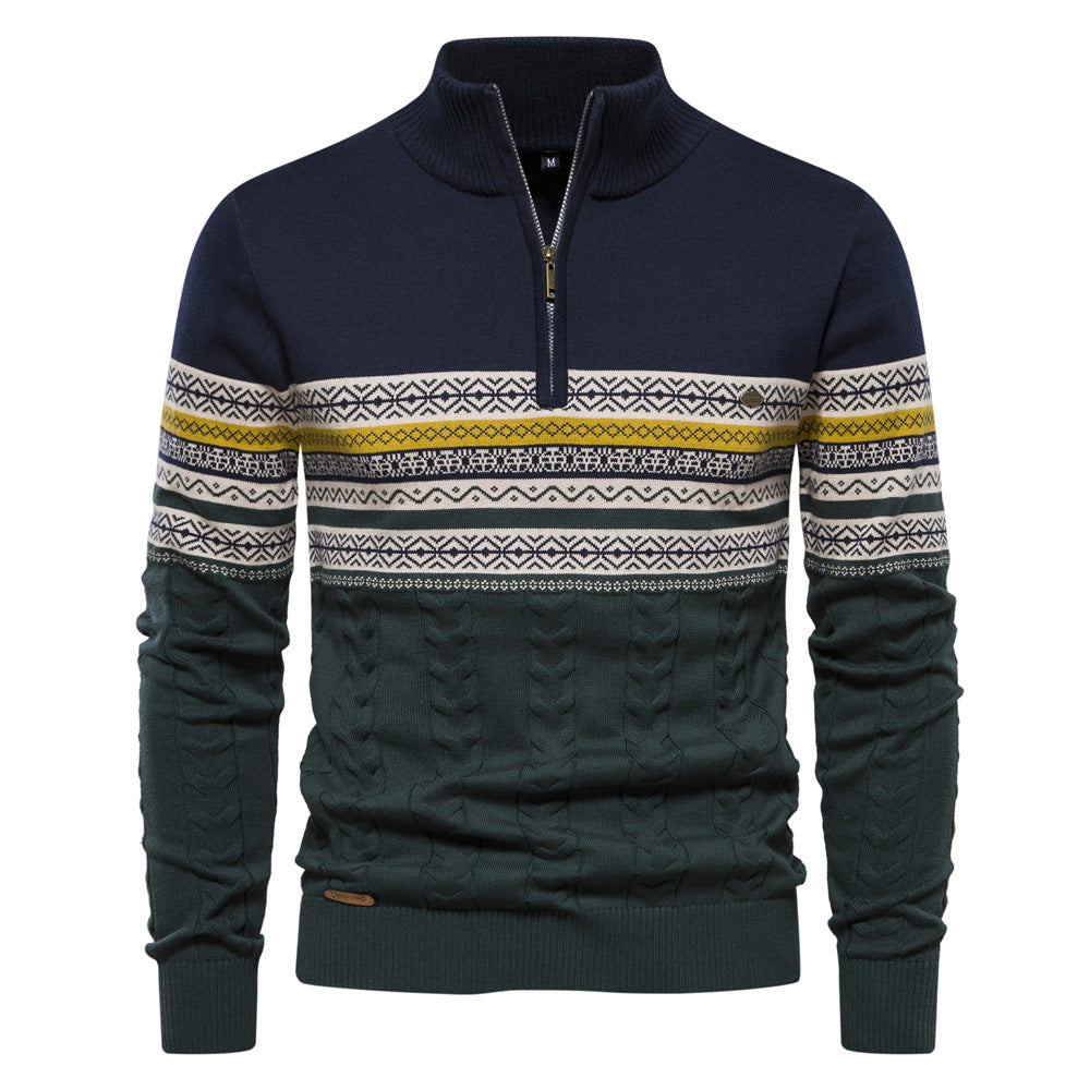 Men's Fashion Stand-up Collar All-match Half Zipper Sweater