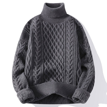 Vintage Jacquard Turtleneck Thick Sweater Men | Nowena