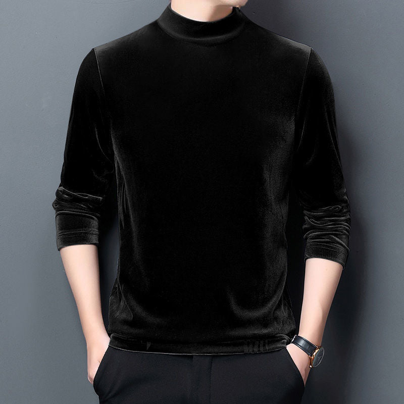 Men's Fashionable All-matching Gold Velvet Thickened Bottoming Shirt