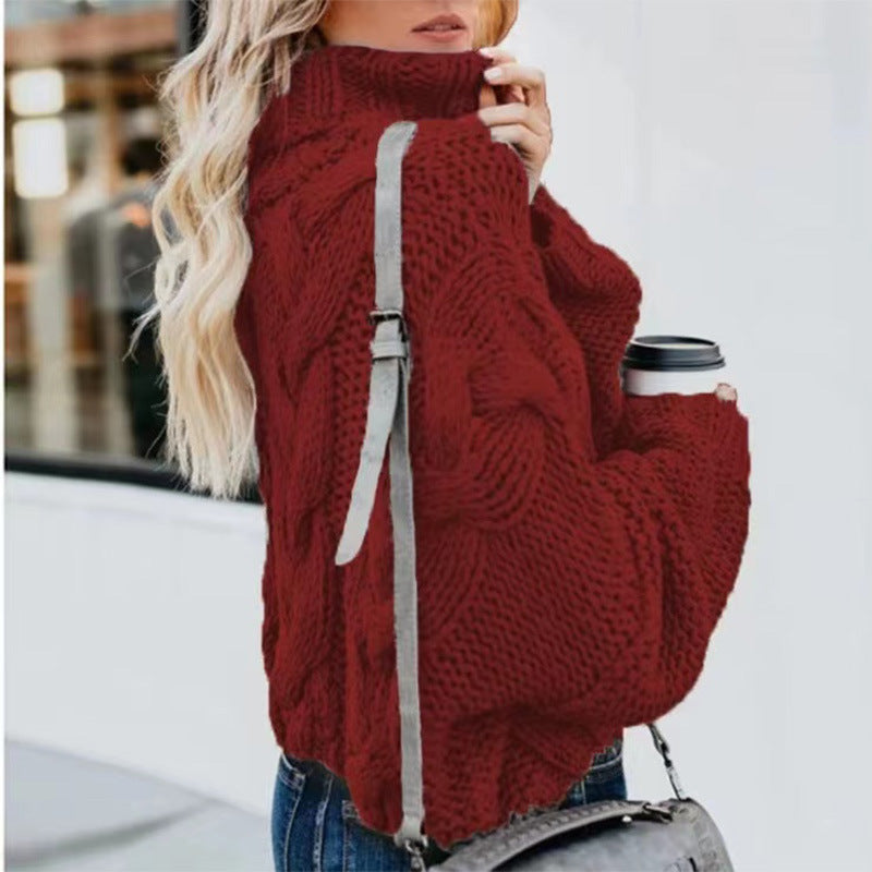Women's Fashion Casual Turtleneck Pullover Loose-fitting Long Sleeves Sweater | Nowena