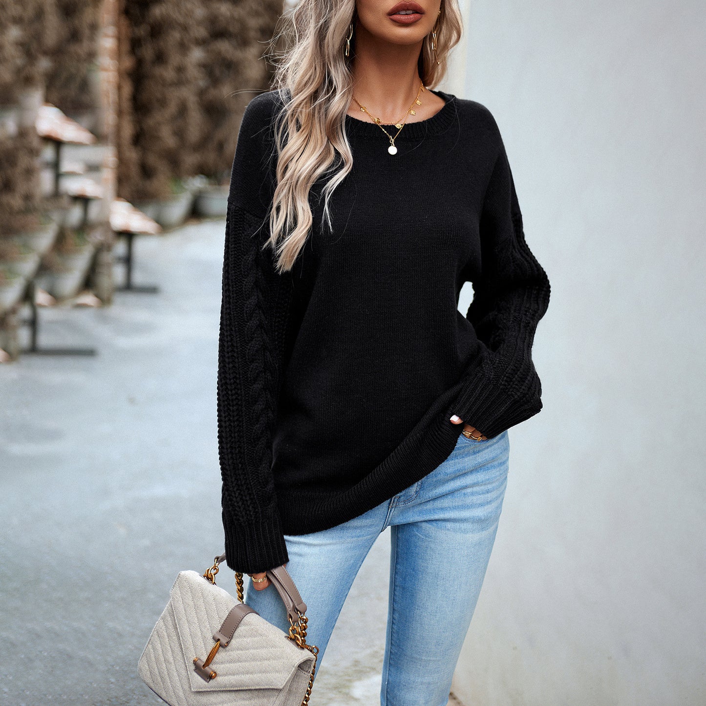 Women's Fashionable Simple Round Neck Sweater | Nowena