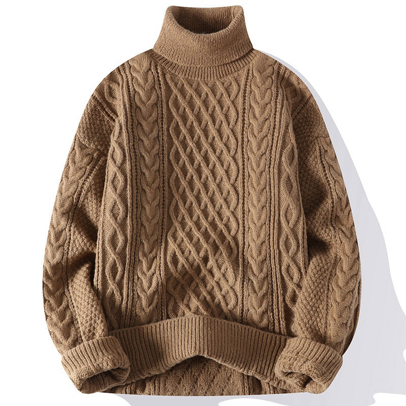 Vintage Jacquard Turtleneck Thick Sweater Men | Nowena