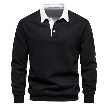 Men's Fashion Casual Versatile Long Sleeves Polo Collar Sweater