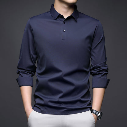 Jinammonia Seamless Quality Lapel Long Sleeve Shirt Men