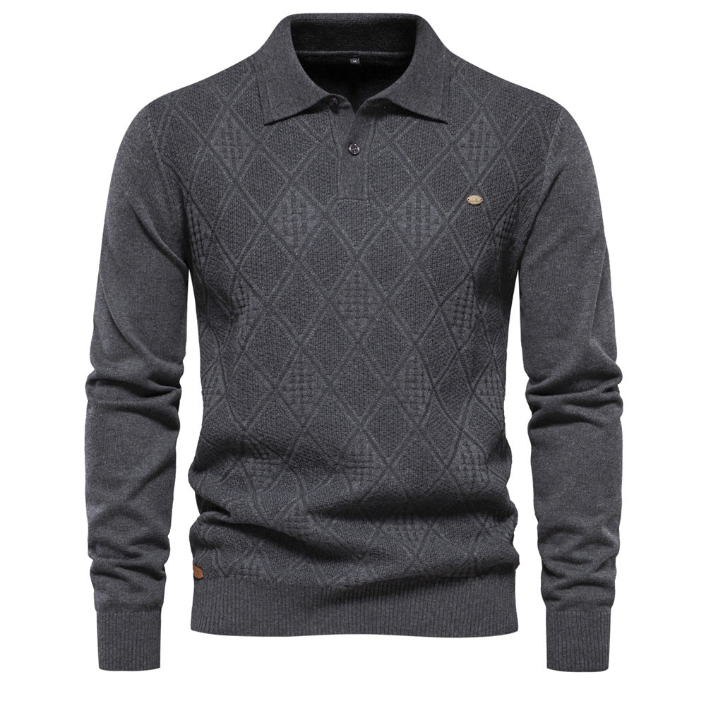 Men's Fashion Slim Lapel Knitted Sweater