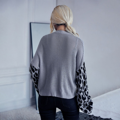 Women's Leopard Sweater Long Sleeve Animal Print
