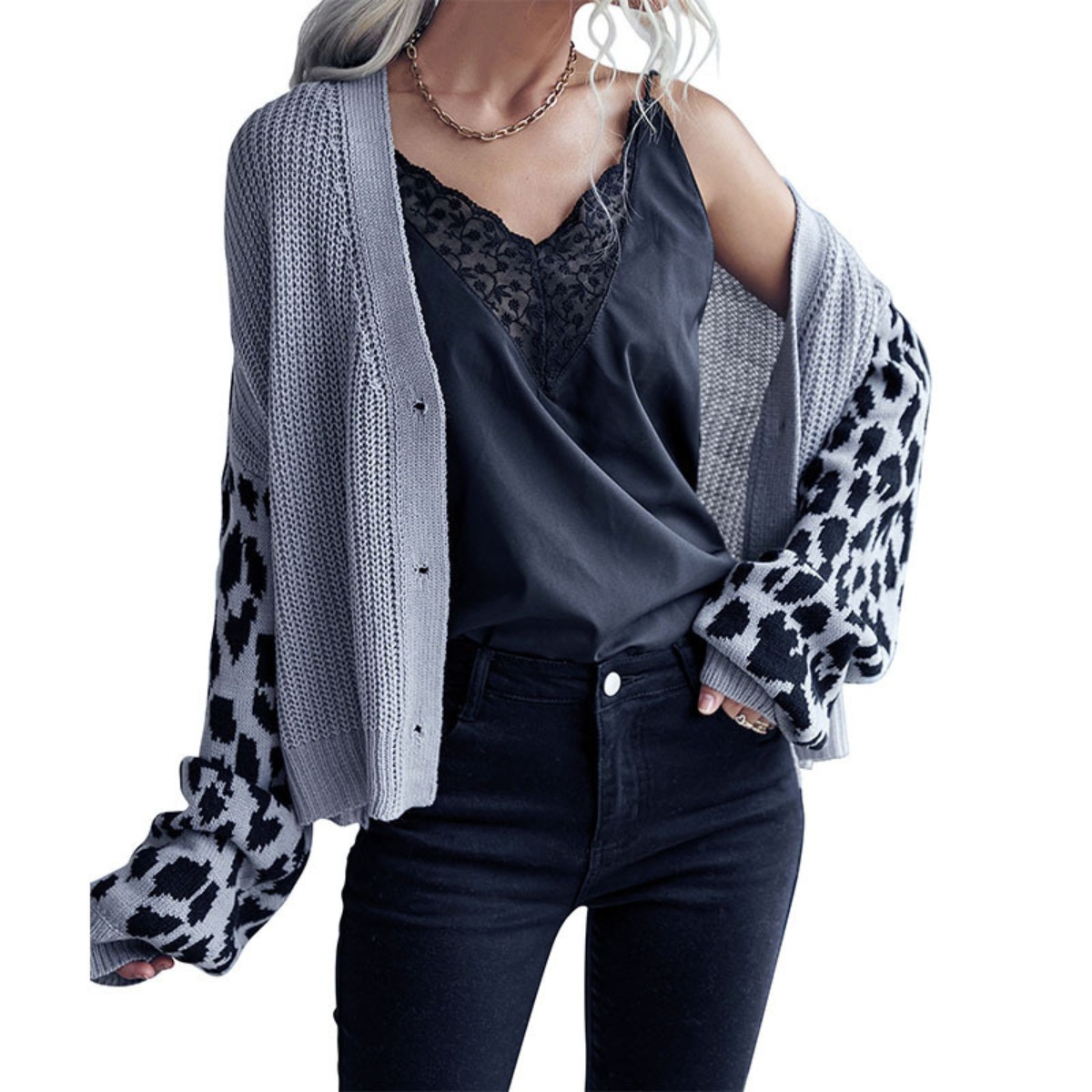 Women's Leopard Sweater Long Sleeve Animal Print