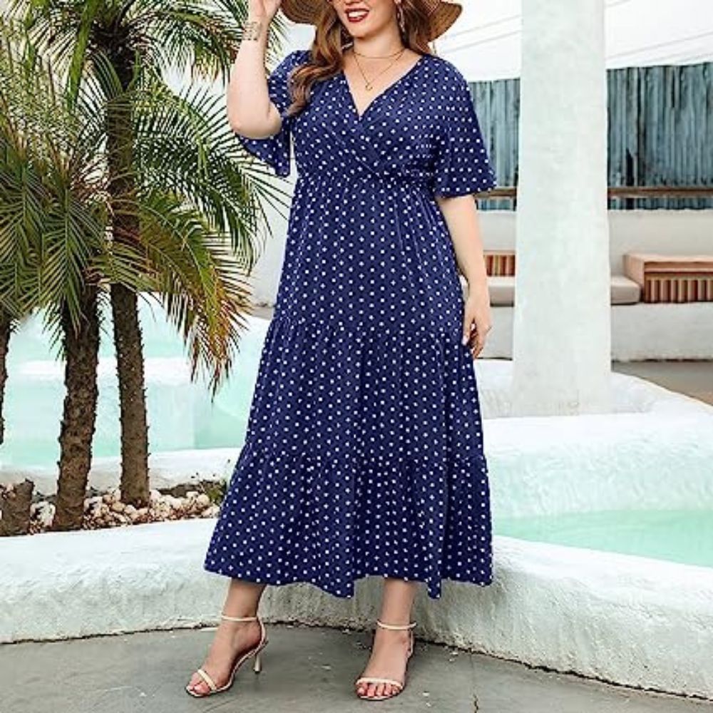 Women's Plus-size Polka Dot Casual Holiday Dress