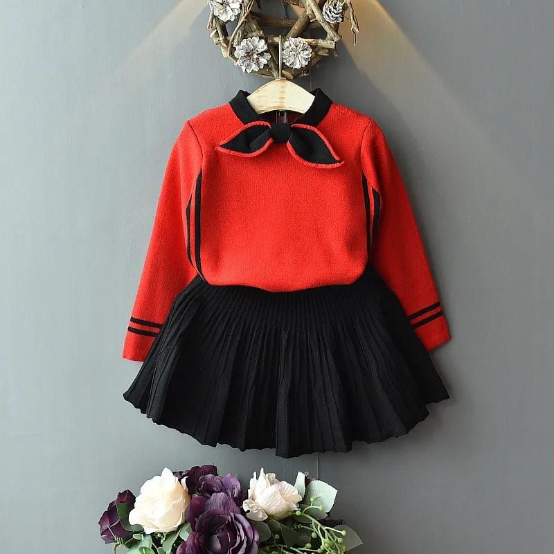 Small And Medium-Sized Children's Baby Knitted Sweater Skirt Suit