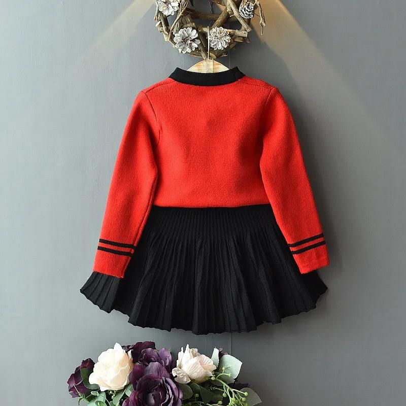 Small And Medium-Sized Children's Baby Knitted Sweater Skirt Suit