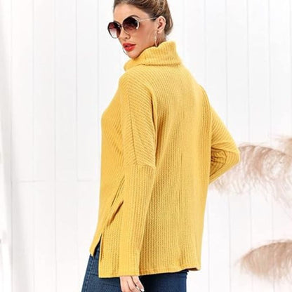 Turtleneck autumn and winter loose solid color knitted sweater