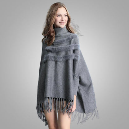 Shawl Knit Sweater Mid-length Turtleneck Sweater
