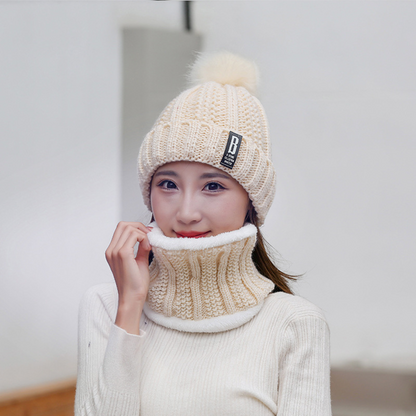 Women’s Winter Thick Warm Knitted Woolen Hat And Scarf Set