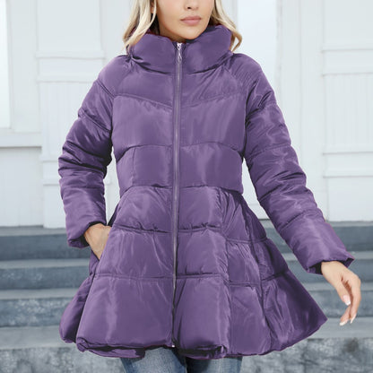 Newest Big Skirt Design Coat Winter Warm Slim-fitting Stand-collar Mid-length Thickened Waist Cotton Jacket | Nowena