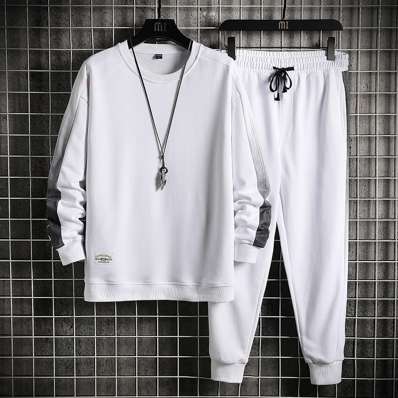 Men's Fashion Alphabet Round Neck Sweater Casual Suit