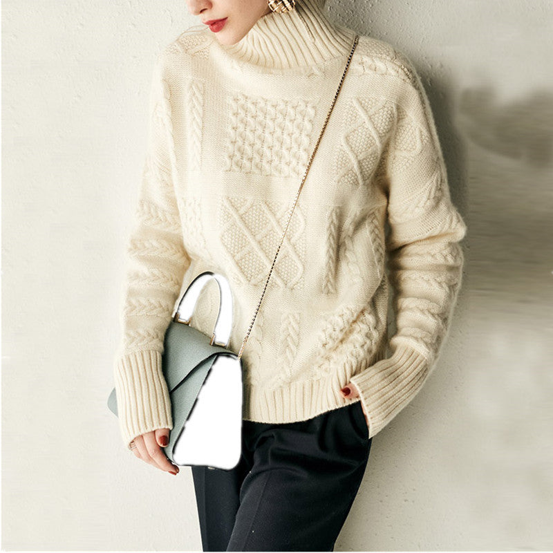 Women's Round Neck Thick Cashmere Knitted Bottoming Sweater | Nowena