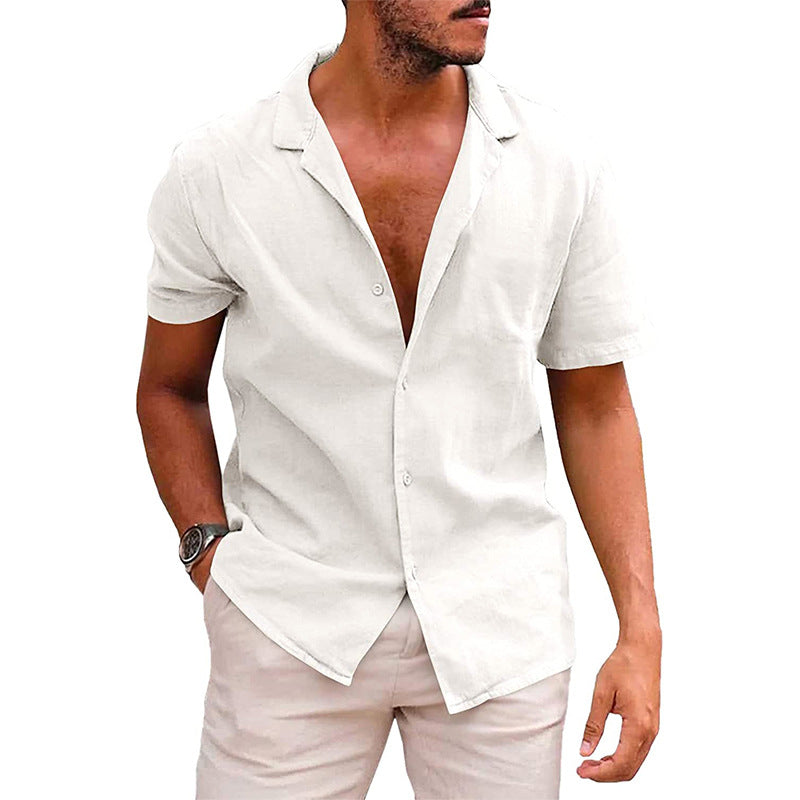 Men's Summer Loose Solid Color Button Shirt
