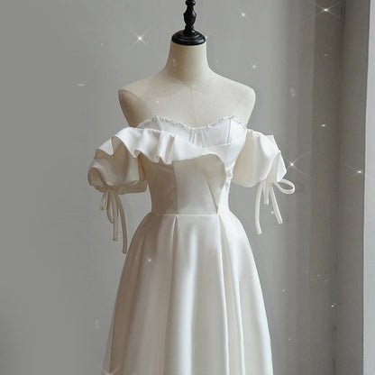 Satin Light Wedding Dress Bride French Super Fairy