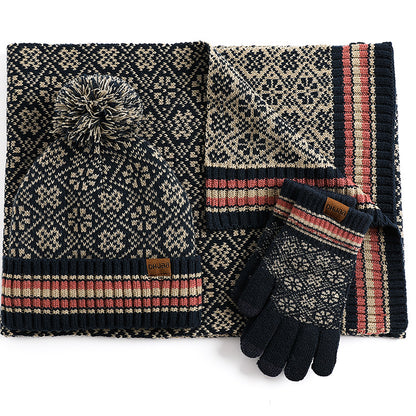 Three-piece Winter New Knitted Warm Woolen Hat Scarf And Gloves | Nowena