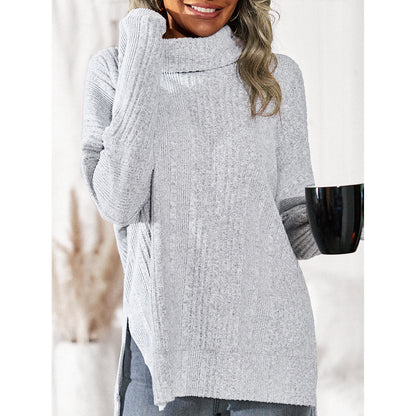 Women's Fashion Casual Turtleneck Fleece Knitted Long-sleeved Top