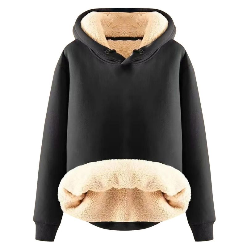 Fleece Hoodie Winter Lined Padded Warm Keeping Loose Hooded Sweater