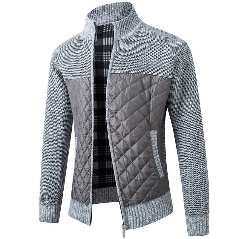 Men's Stand Collar Striped Plaid Zipper Sweater | Nowena