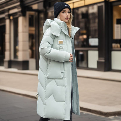 Detachable Hat Cotton Jacket Women's Mid Length Style | Nowena