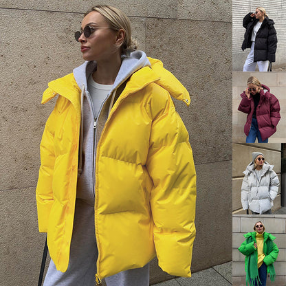 Fashion Coat With Removable Hood Cotton Jacket Winter Warm Windproof Loose Cotton Jacket | Nowena