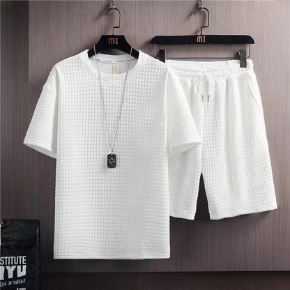Summer Half Sleeves T-shirt Shorts New Two-piece Suit Casual Simple Men's Clothing