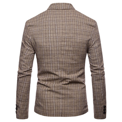 Men's Fashionable Casual Plaid New Suit Coat