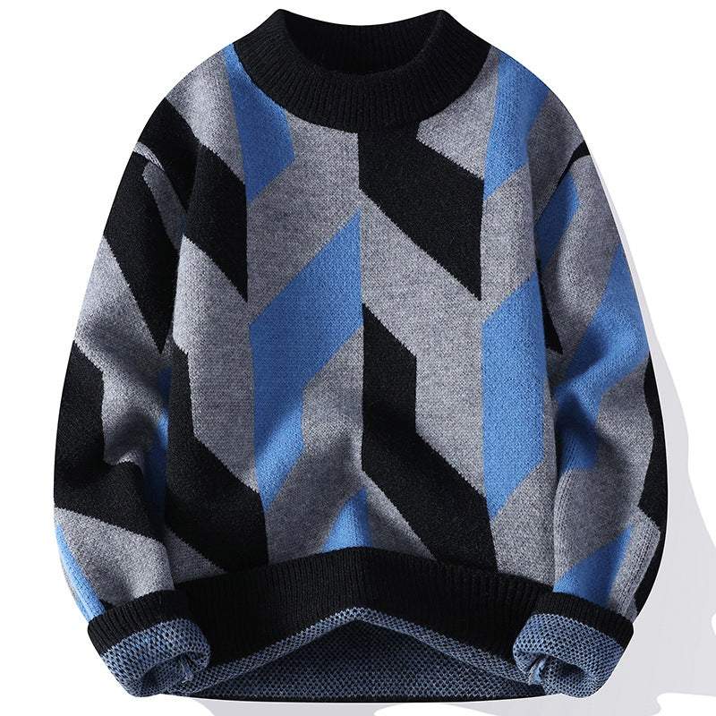 Round Neck Sweater Autumn And Winter Cool Contrast Color Sweater | Nowena