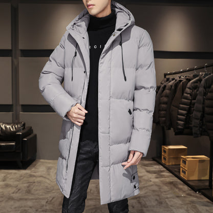 Plus Size Men's Mid-Length Quilted Hooded Winter Jacket  | Nowena